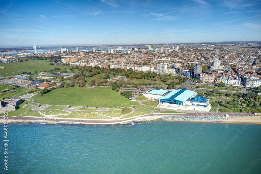 The Pyramid Centre next to the beach on Southsea Seafront with Southsea
