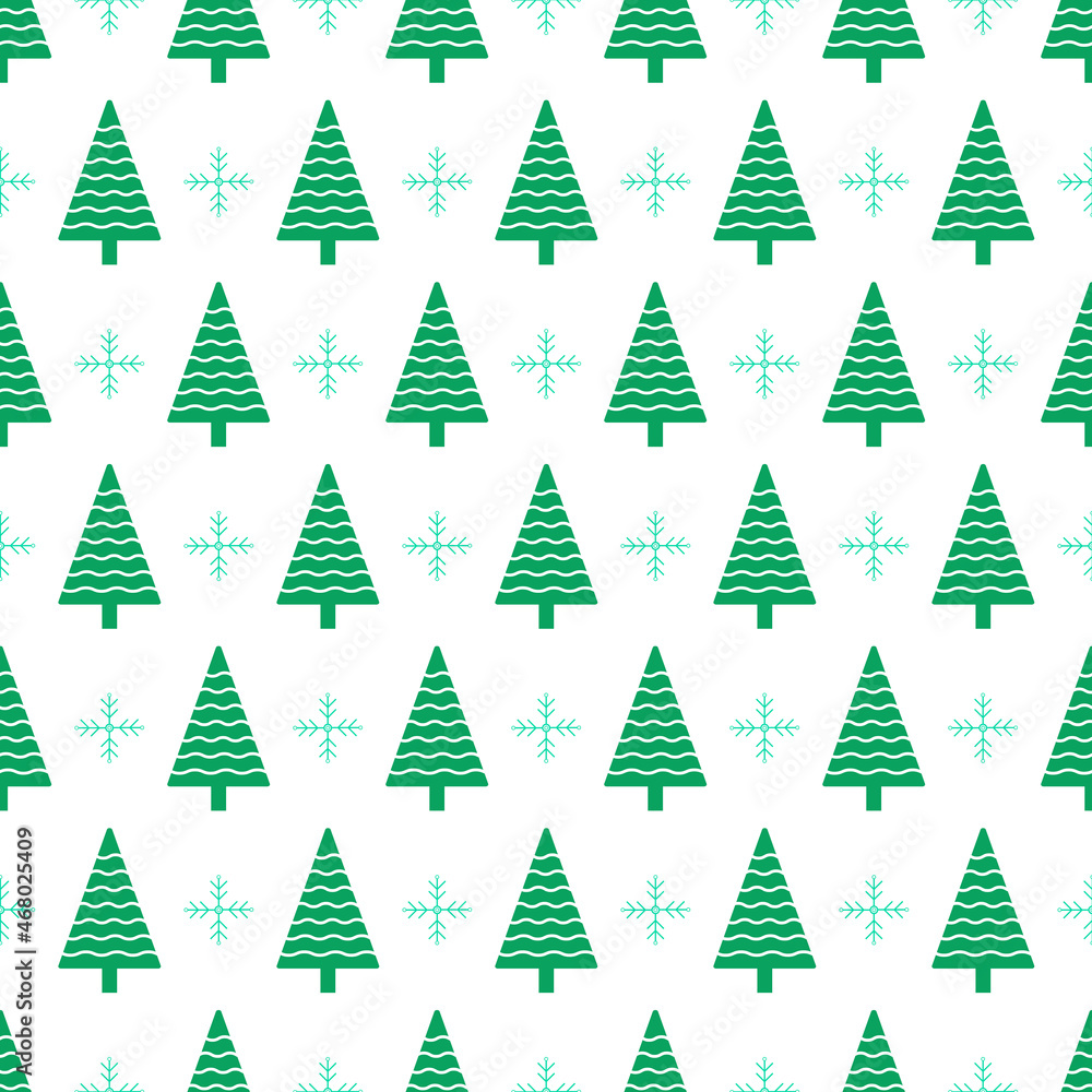 Christmas tree and snowflake vector seamless pattern Christmas tree and snowflake vector seamless pattern