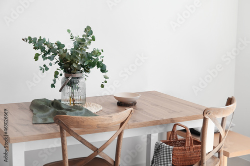 Dining table with eucalyptu...