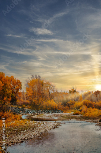 autumn landscape with river