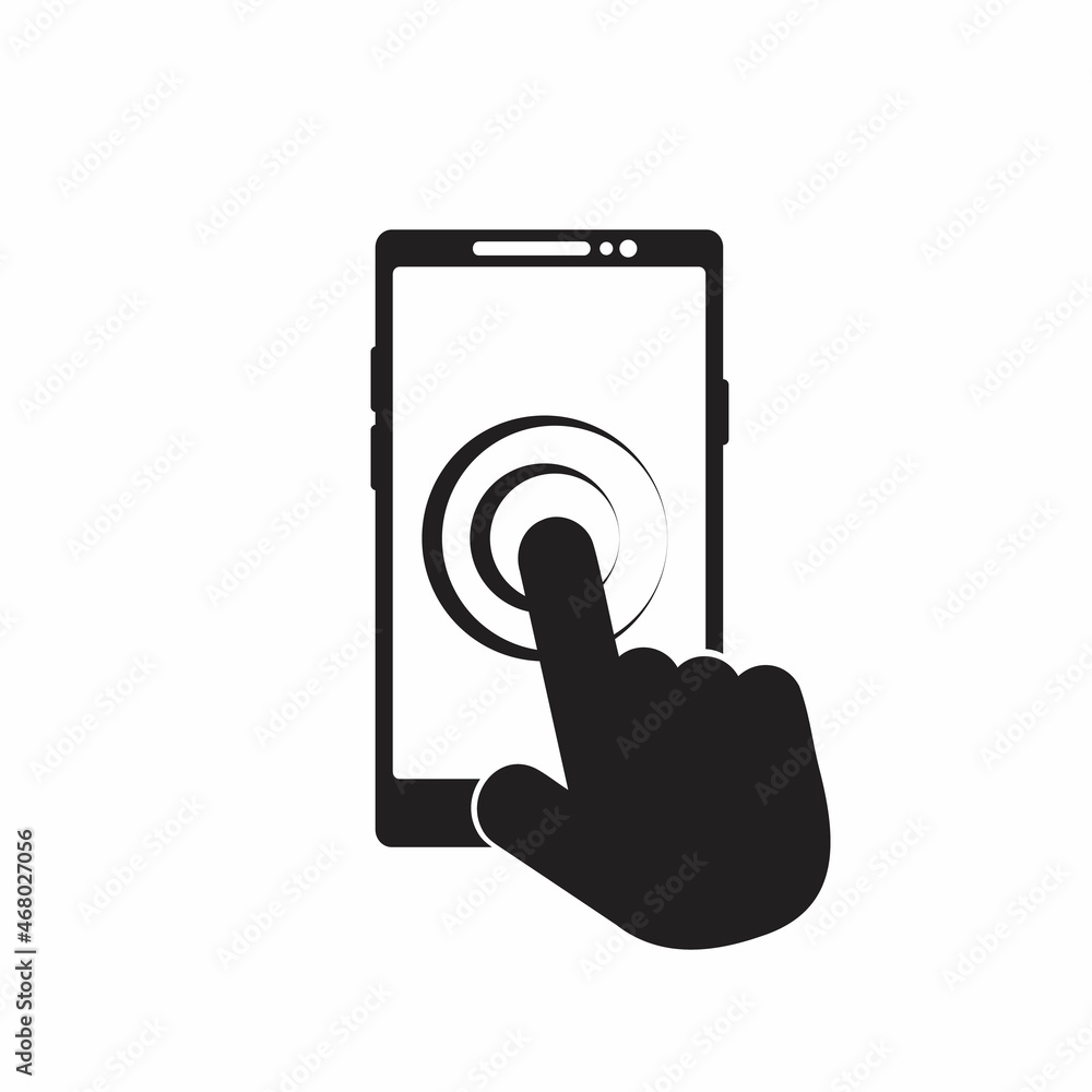 Smartphone screen with hand, Touch screen icon Smartphone screen with hand, Touch screen icon