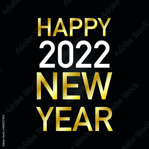 inscription happy 2022 new year in gold color