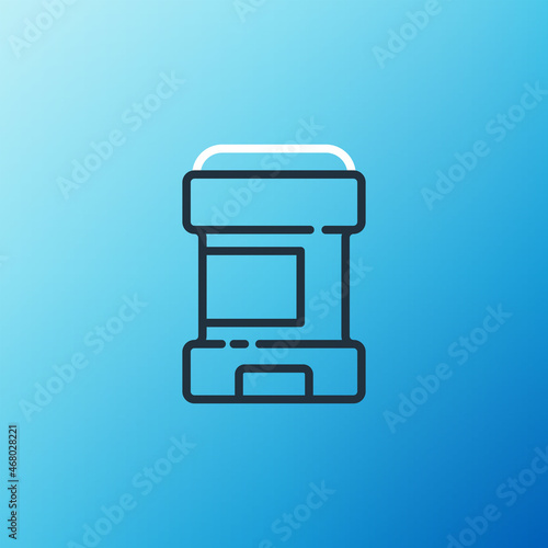 Line Antiperspirant deodorant roll icon isolated on blue background. Cosmetic for body hygiene. Colorful outline concept. Vector