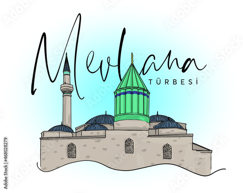 Konya,Turkey - Mevlana museum illustration
