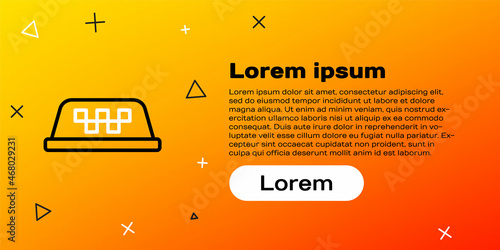 Line Taxi car roof icon isolated on yellow background. Colorful outline concept. Vector