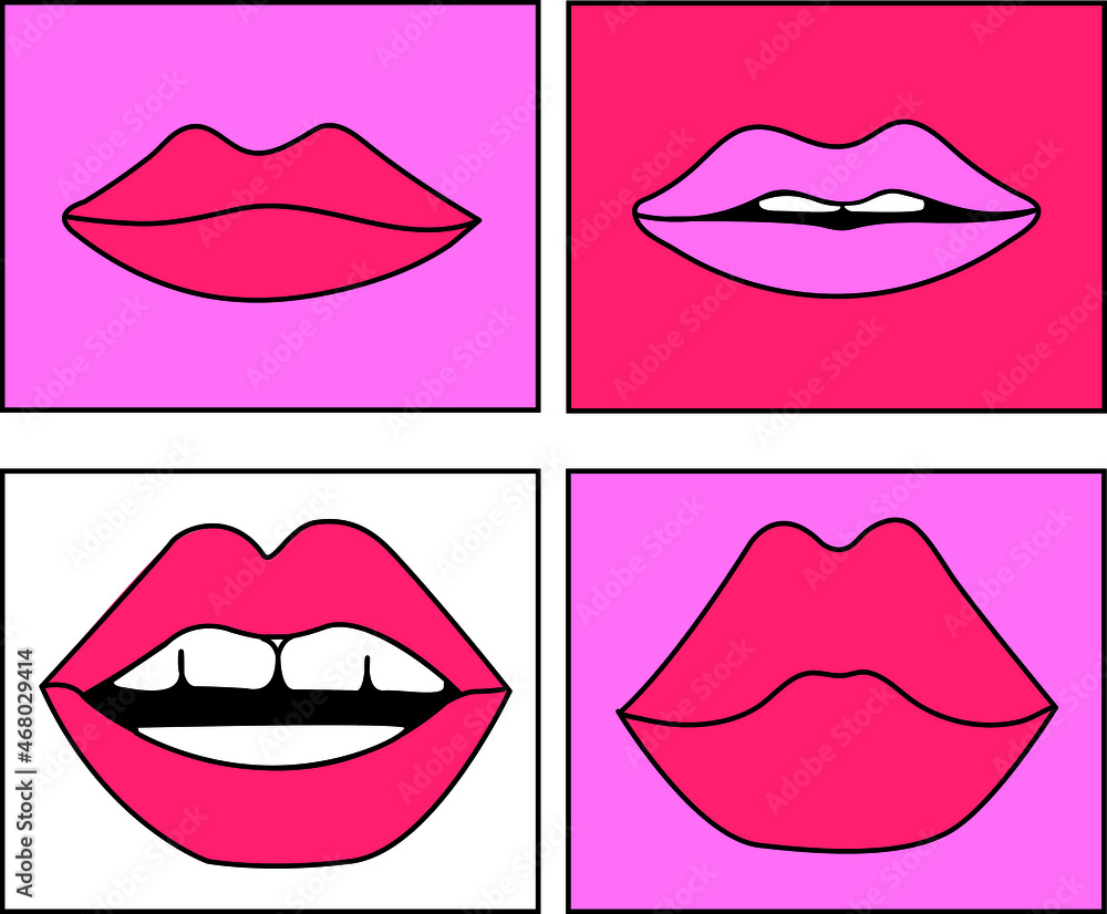Vector Illustration of Singular Mouths, Lips, Girly Design, Cut Files for clothes, mugs, vinyls and others