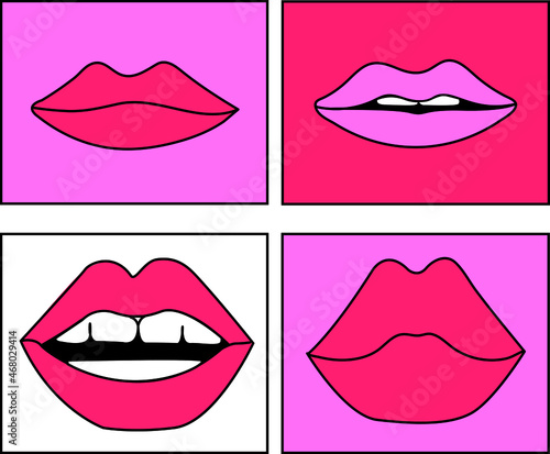 Vector Illustration of Singular Mouths  Lips  Girly Design  Cut Files for clothes  mugs  vinyls and others