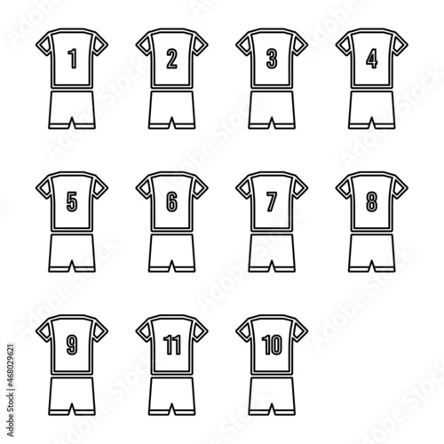 Set of soccer jerseys icon isolated on white background. Sports symbol modern, simple, vector, icon for website design, mobile app, ui. Vector Illustration