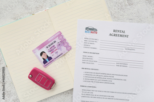 Rental agreement, driver li...