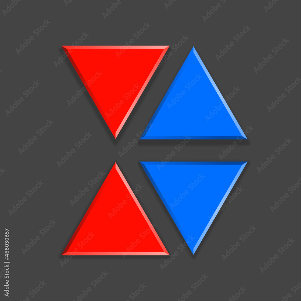 Vector blue and red Arrow banners set. Direct shape. 3d Abstract Business infographic presentation diagram. Section compare service. Up and down trend. Flat Paper index Exact pointer Isolated on black Vector blue and red Arrow banners set. Direct shape. 3d Abstract Business infographic presentation diagram. Section compare service. Up and down trend. Flat Paper index Exact pointer Isolated on black