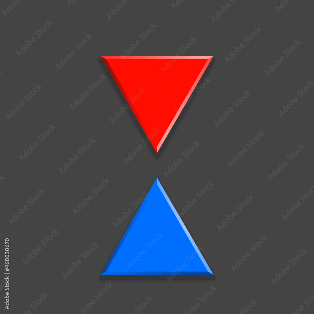 Vector blue and red Arrow banners set. Direct shape. 3d Abstract Business infographic presentation diagram. Section compare service. Up and down trend. Flat Paper index Exact pointer Isolated on black Vector blue and red Arrow banners set. Direct shape. 3d Abstract Business infographic presentation diagram. Section compare service. Up and down trend. Flat Paper index Exact pointer Isolated on black