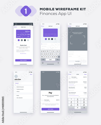 Mobile app UI, UX design kit. Business web site or mobile template. Responsive GUI layout.