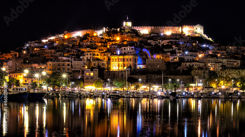 Old city of Kavala, Greece at night