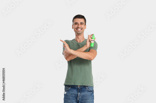 Young man with mosquito rep...