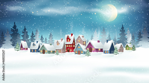 Winter village landscape