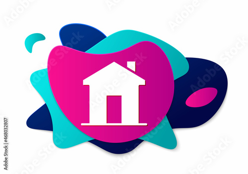 Color House icon isolated on white background. Real estate agency or cottage town elite class. Abstract banner with liquid shapes. Vector