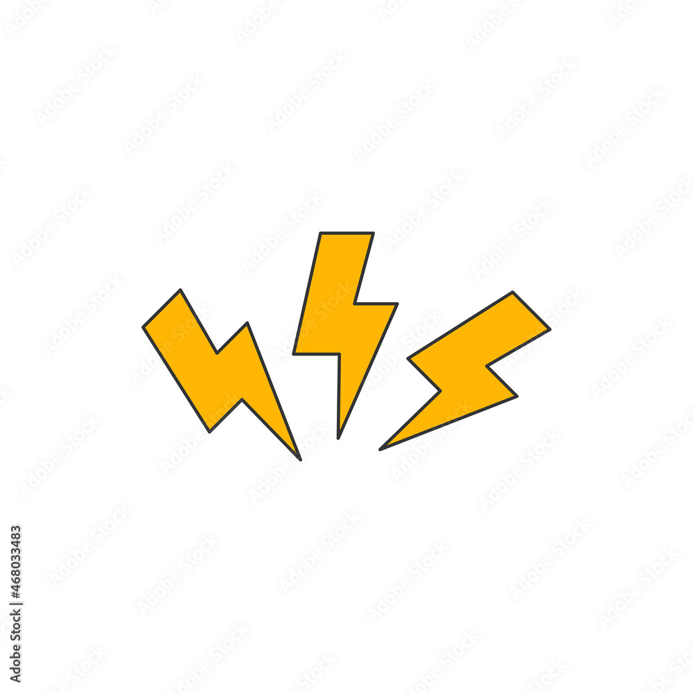 three lightning bolt icon. Stock vector illustration isolated on white background three lightning bolt icon. Stock vector illustration isolated on white background
