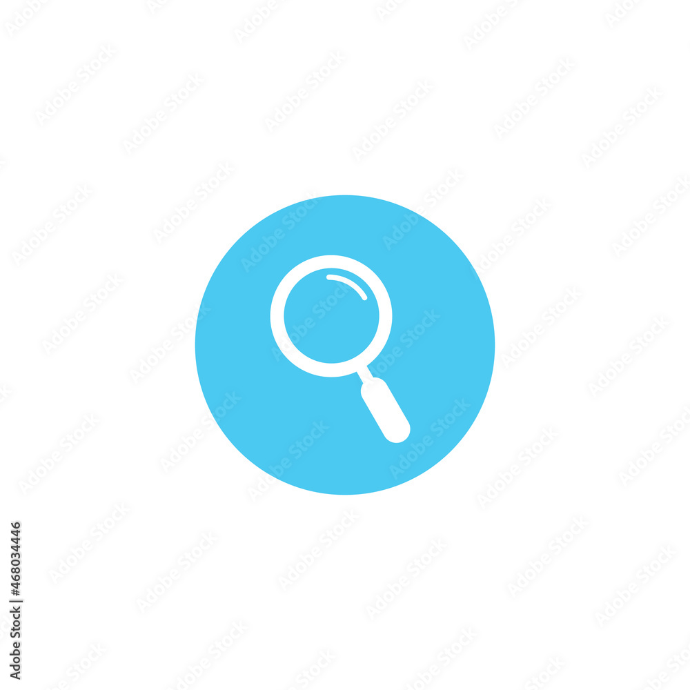 Magnifying glass in circle. Search icon. Search Looking For Information loupe icon. Stock vector illustration isolated on white background Magnifying glass in circle. Search icon. Search Looking For Information loupe icon. Stock vector illustration isolated on white background