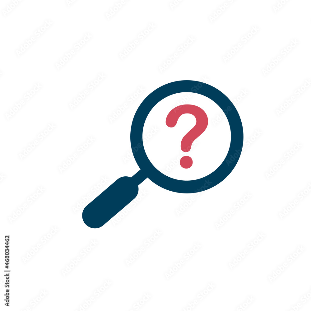 Magnifying glass with qestion mark inside. FAQ Search icon. Search Looking For Information loupe icon. Stock vector illustration isolated on white background Magnifying glass with qestion mark inside. FAQ Search icon. Search Looking For Information loupe icon. Stock vector illustration isolated on white background