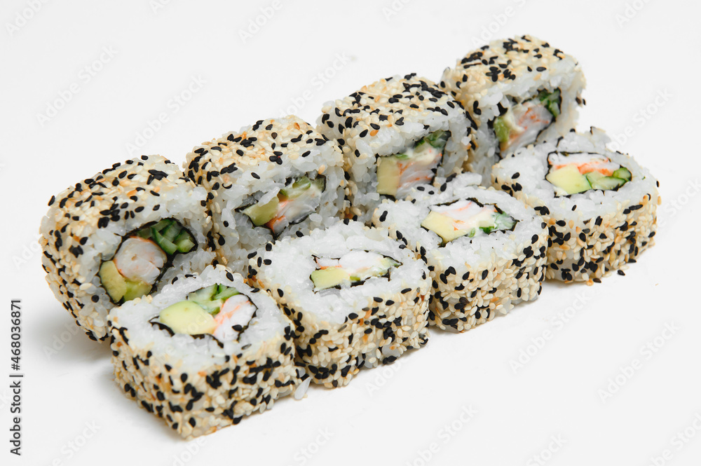 Sushi roll, isolated on white Sushi roll, isolated on white