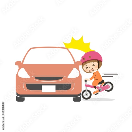 車と自転車の女の子の事故