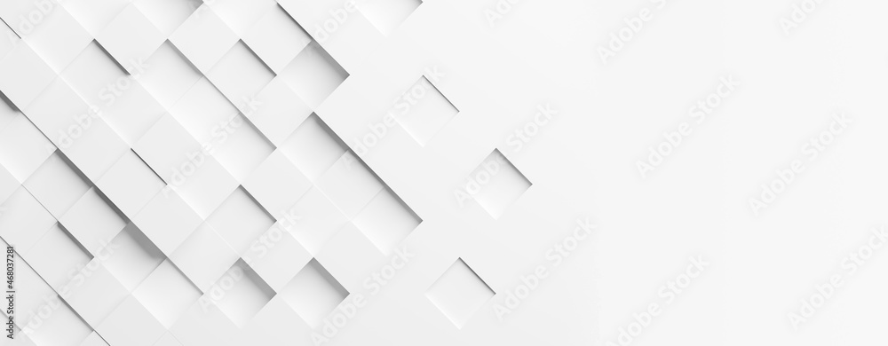 Random inlay white square diagonal cube boxes block background wallpaper banner template with copy space - obrazy, fototapety, plakaty 