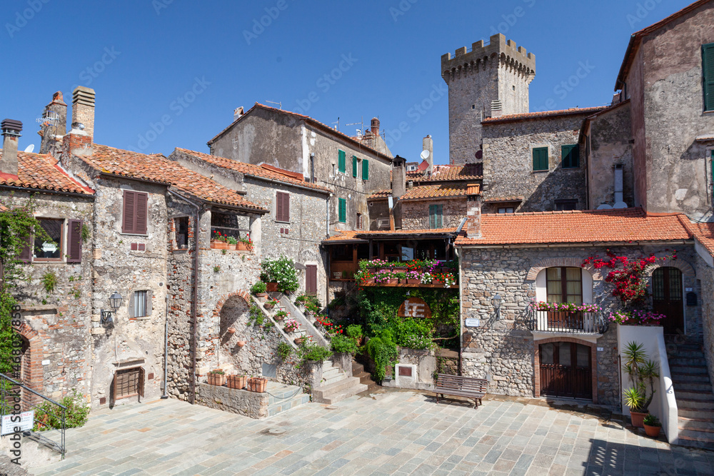 Main sqaure of little town Capalbio in Tuscany, Italy