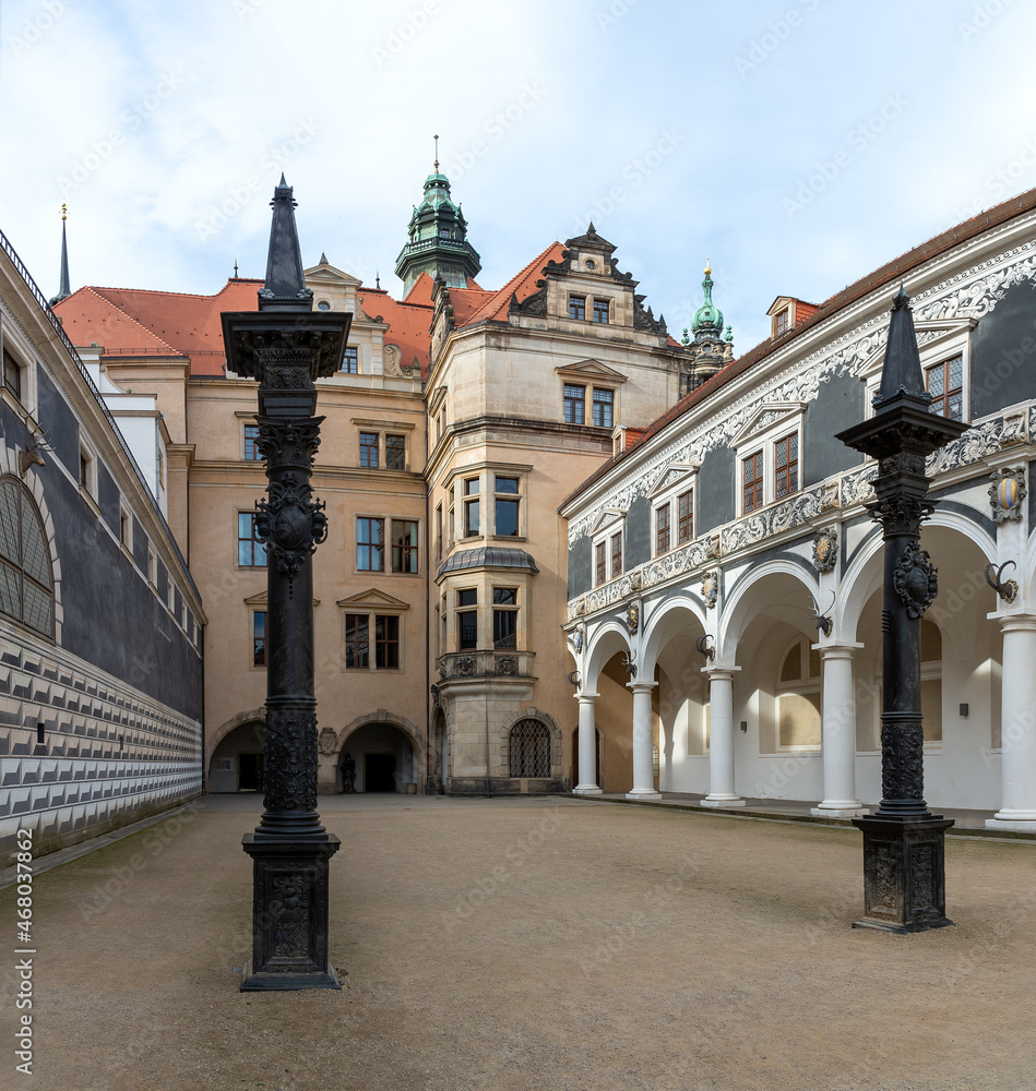 The Stallhof in Dresden, Germany belonged to the complex of buildings of the residential palace in the 17th century and served as a venue for riding and knight tournaments. It was finished in 1591. 