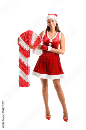 Smiling young woman in sant...