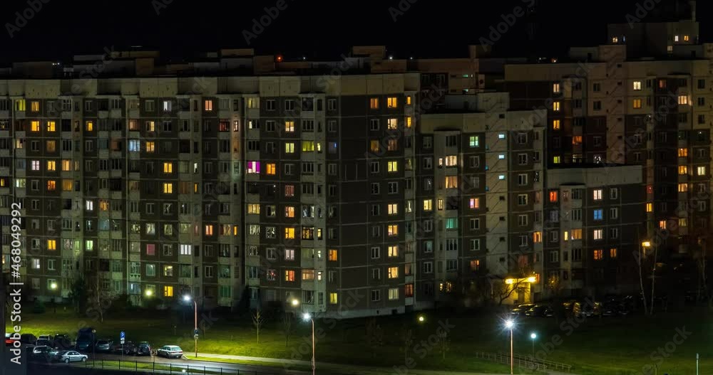 Night time lapse of Light in the windows of a multistory buildings. life in a big city. Serenade of light Night time lapse of Light in the windows of a multistory buildings. life in a big city. Serenade of light