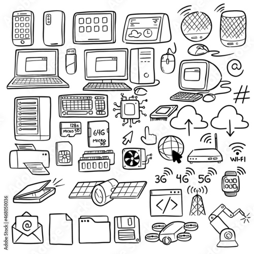Technology Doodles Set (ID: 468050036)