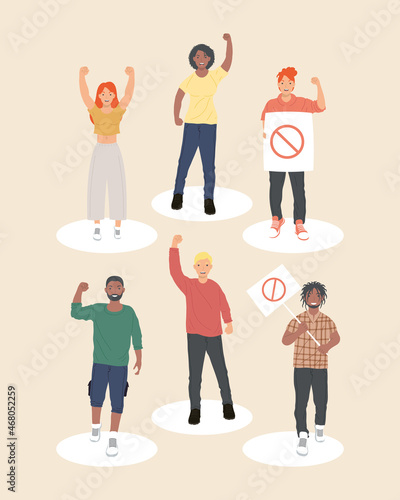 six persons protesting
