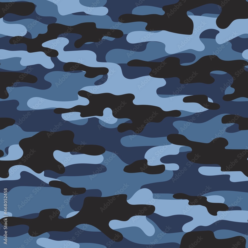 army blue camouflage. vector print for clothes or print. seamless pattern	