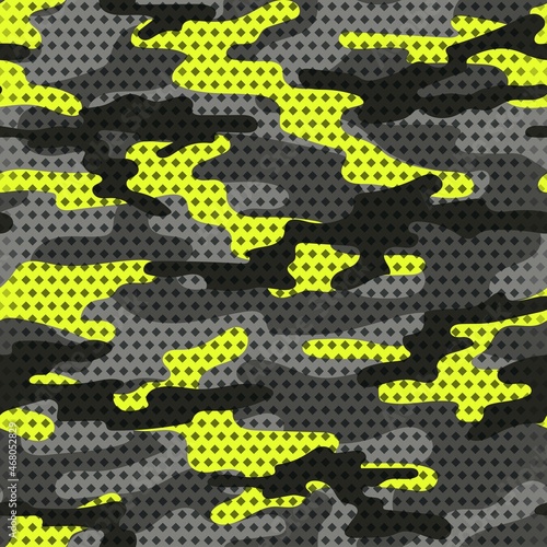 yellow modern military vector camouflage print, seamless pattern for clothing headband or print. camouflage from pols