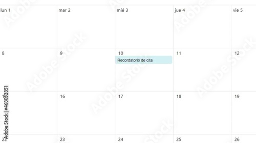 Spanish. Creating a Scheduled Calendar Reminder of Appointment in To Do List. Create Arrangement Commitment Due Date Schedule Prompt in Personal Organizer Datebook. Digital Display View of Typing Entr photo