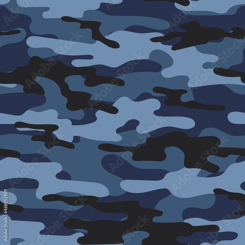 blue modern military vector camouflage print, seamless pattern for clothing headband or print. camouflage from pols