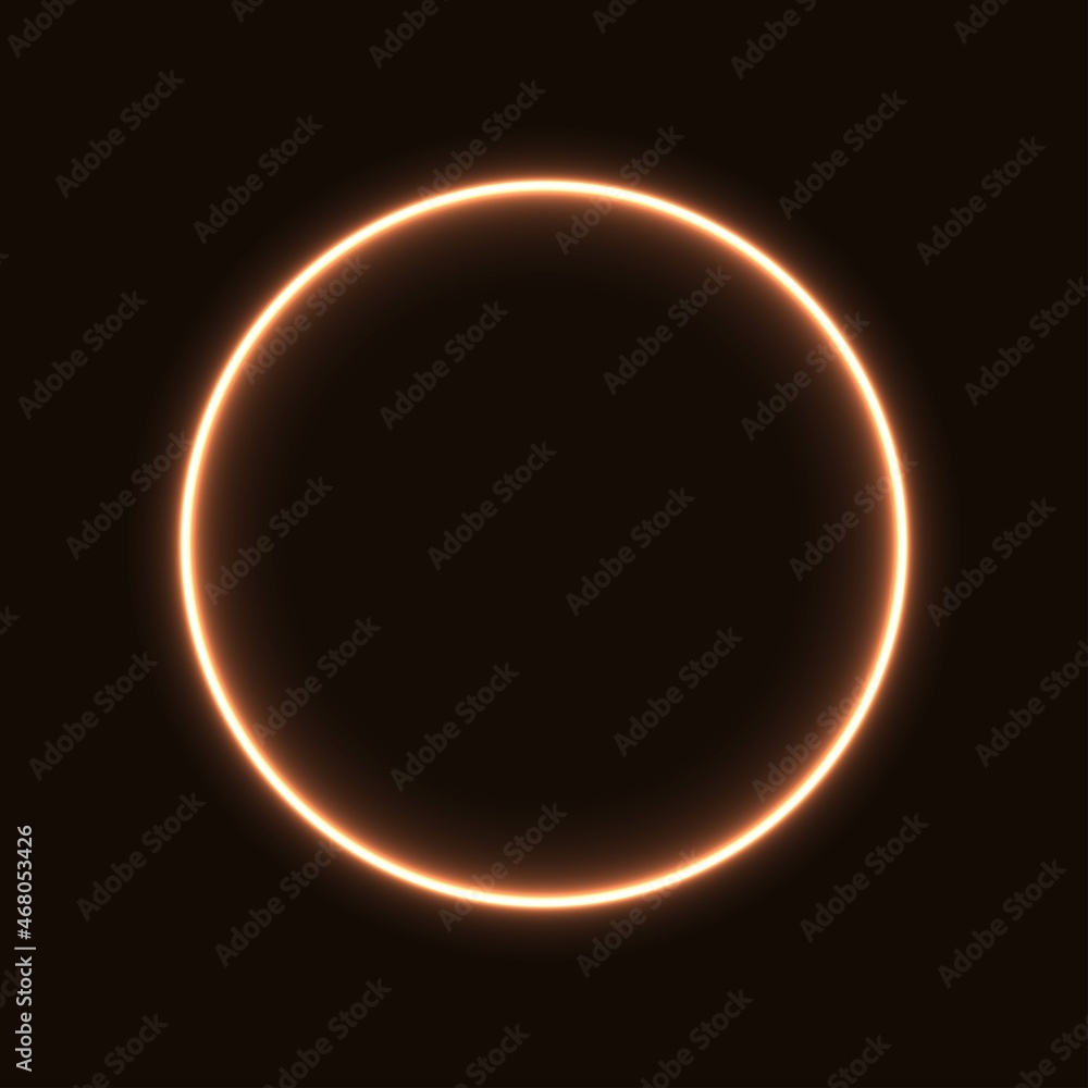 gold neon circle. glowing circle on a black background. pink neon vector print. gold neon circle. glowing circle on a black background. pink neon vector print.