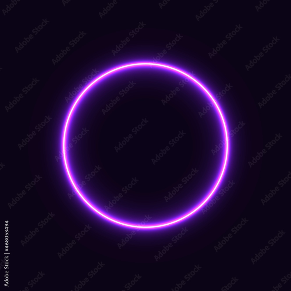 purple neon circle. glowing circle on a black background. pink neon vector print. purple neon circle. glowing circle on a black background. pink neon vector print.