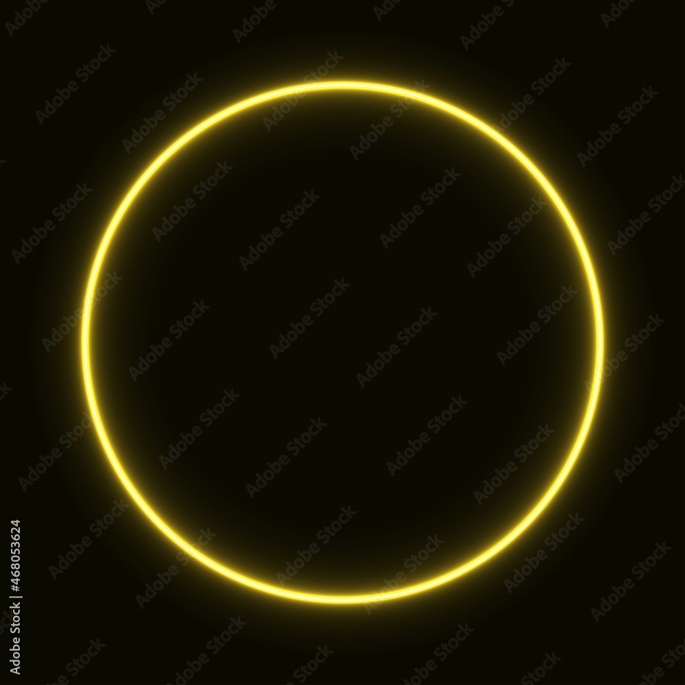 yellow neon circle. glowing circle on a black background. pink neon vector print. yellow neon circle. glowing circle on a black background. pink neon vector print.