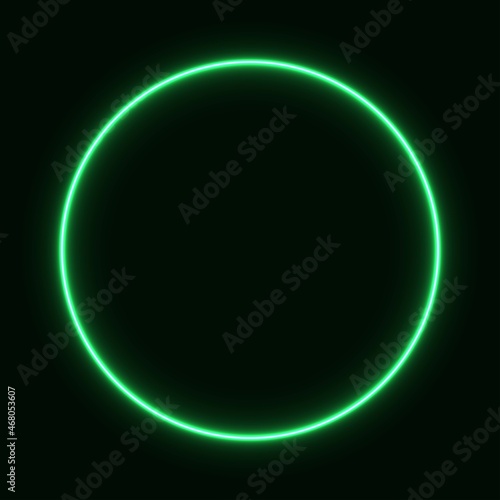 green neon circle. glowing circle on a black background. pink neon vector print.