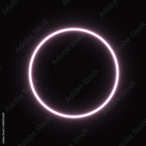 pink neon circle. glowing circle on a black background. pink neon vector print.