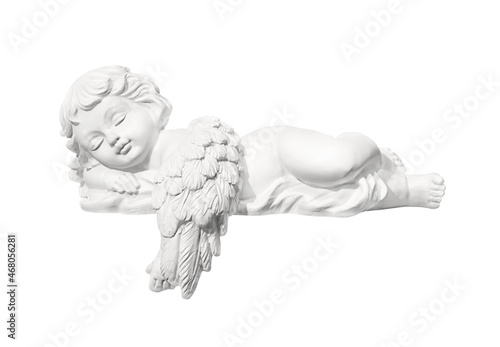Papier peint Cute little Slipping Angel Isolated on White Background.