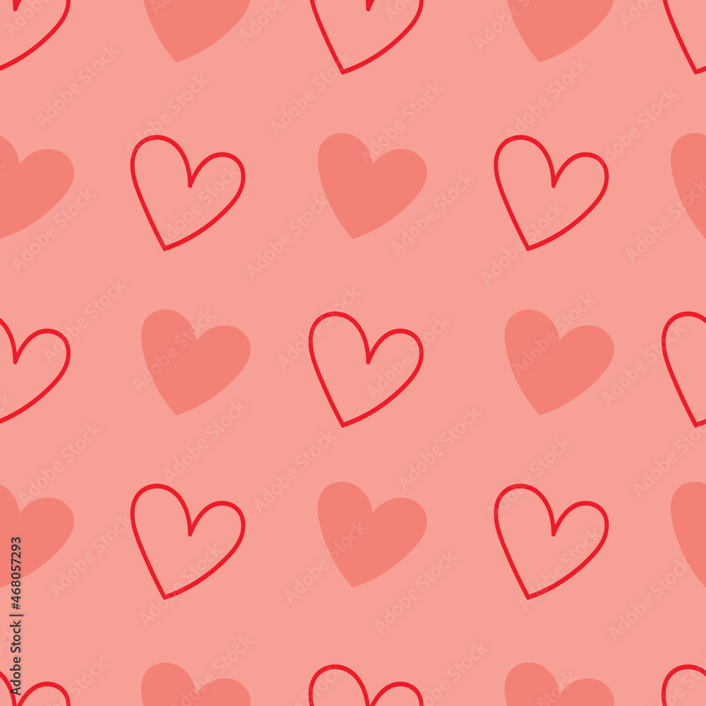 Cute Heart Doodle Seamless Repeating Vector Pattern