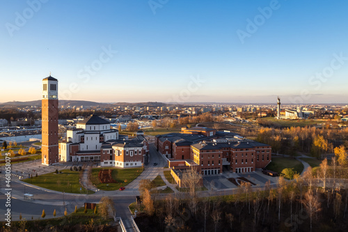 Pope John Paul II Sanctuary with Sanctuary of Divine Mercy in the background aerial view © fotolupa