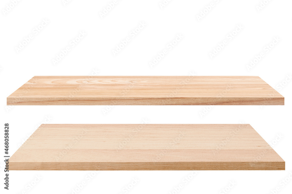Empty wooden shelf isolated on white background. Empty wooden shelf isolated on white background.