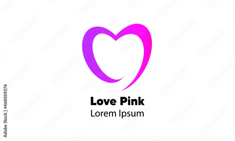 LOGO DESIGN FOR BEUTY ICON, 
VECTOR LOVE PINK LOGO WITH GRADIENT COLOR COMBINATION OF PINK AND PURPLE