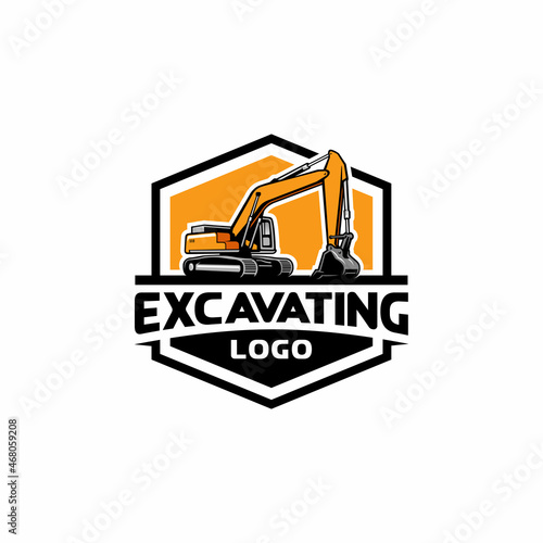 excavator - heavy equipment construction - earth mover logo vector isolated