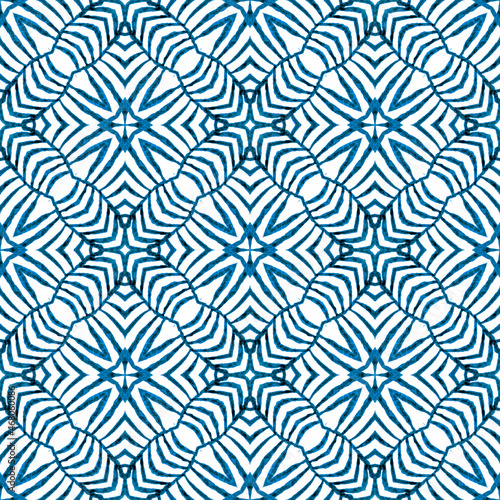 Chevron watercolor pattern. Blue memorable boho