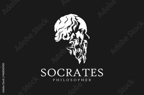 Ancient Greek Socrates Logo Philosopher Figure Face Head Statue Sculpture Logo design Silhouette photo