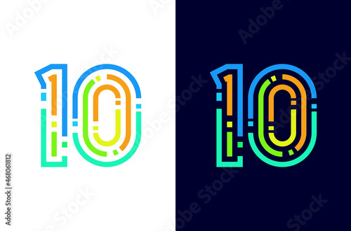 Number 10 digital logo with colorful line
